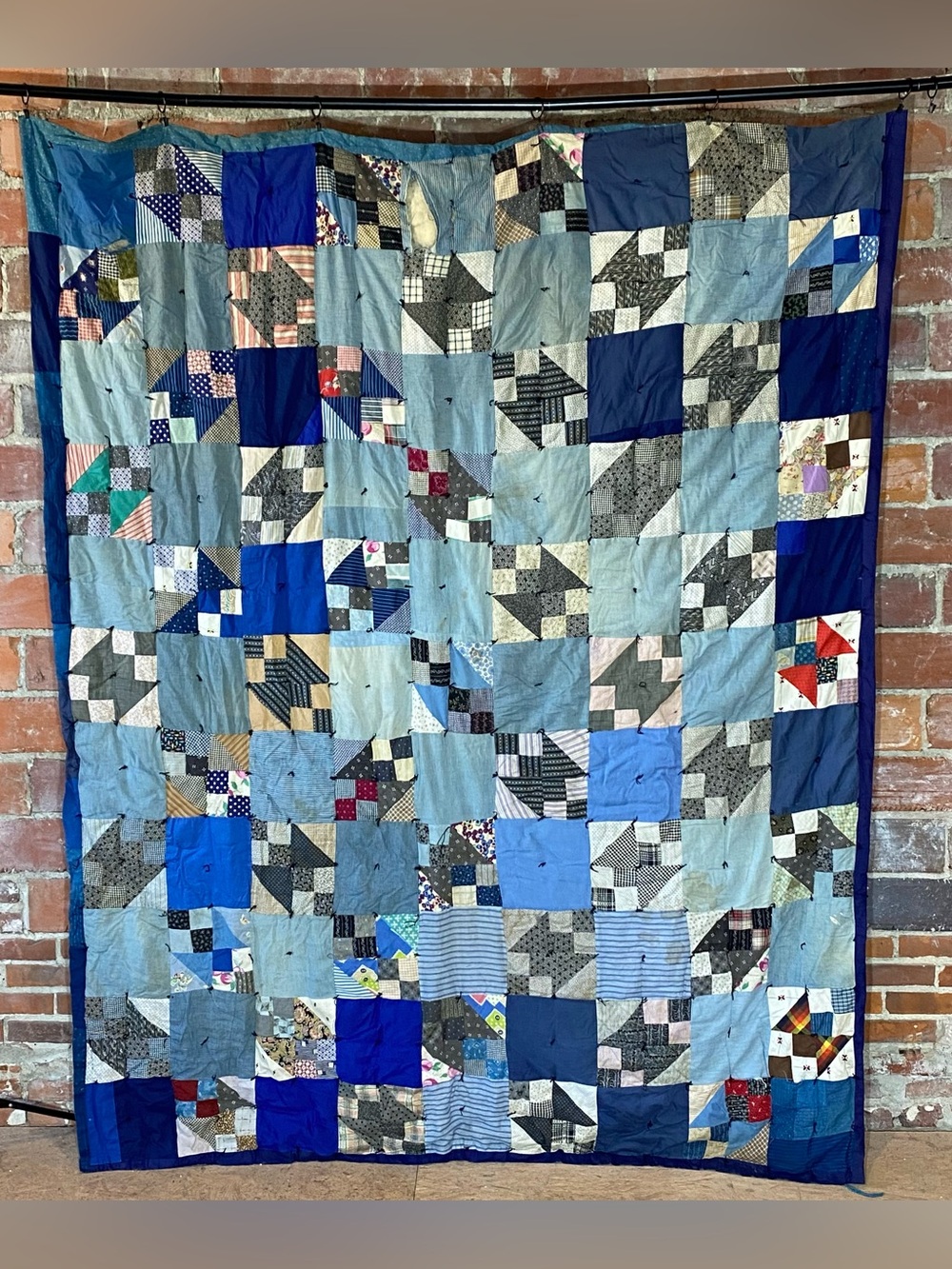 Vintage Patchwork Tie Cutter Quilt 70” x 90”